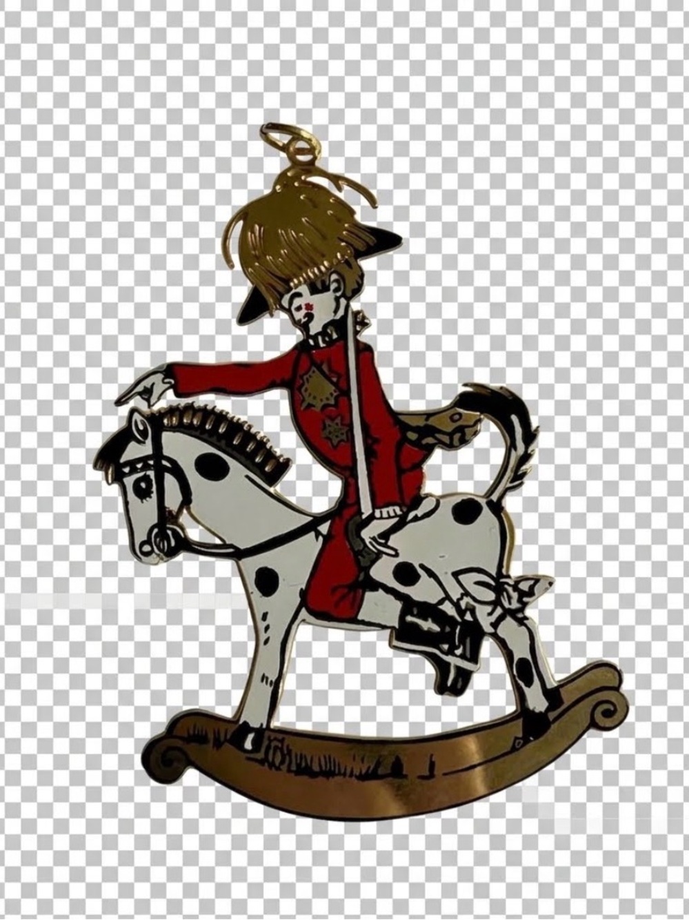 Vintage MMA 1986 Rocking Horse Christmas Ornament Gold Plated Enamel